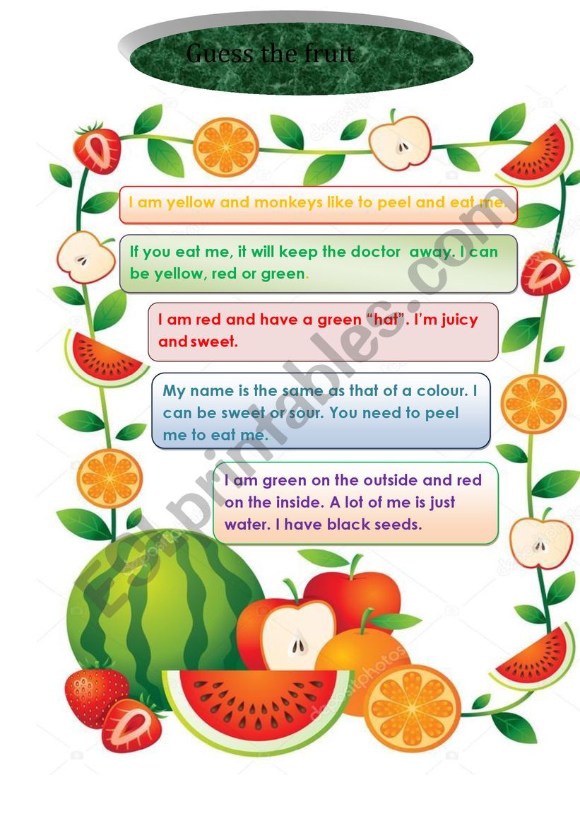 guess the fruit worksheet