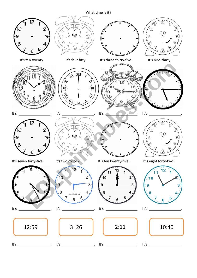 Tell the time worksheet