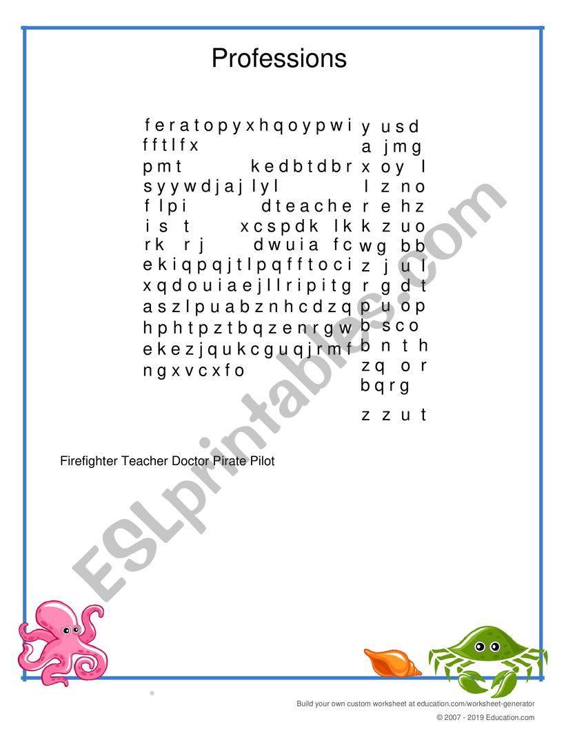 Occupations - ESL worksheet by gorbachevasophii