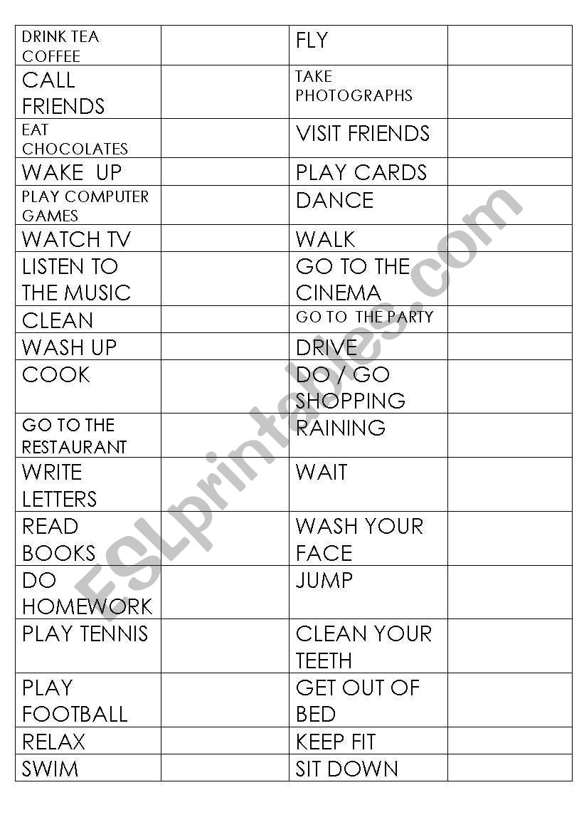 Bssic Verbs to draw worksheet