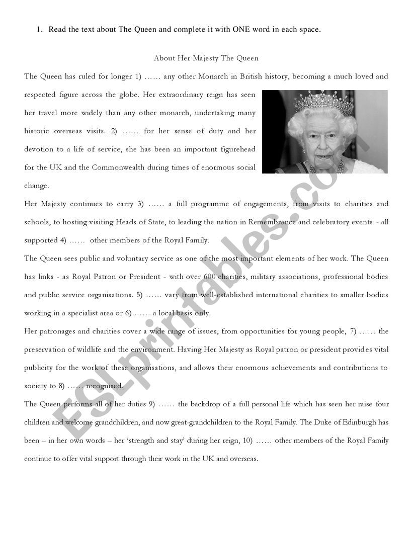 Queen Elizabeth II worksheet