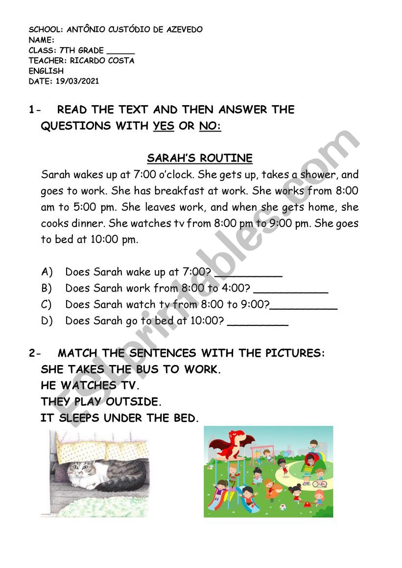 Simple present worksheet