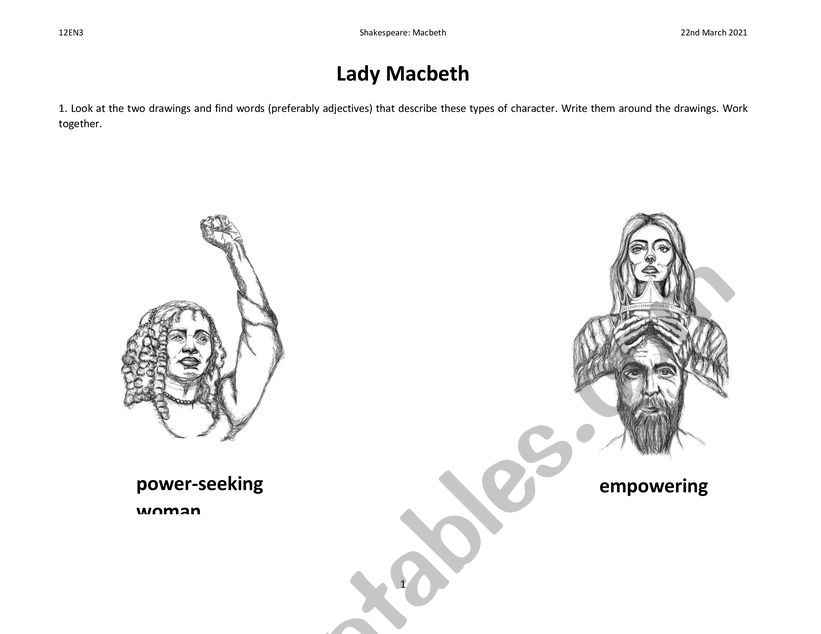 Lady Macbeth worksheet - Close Reading Act I, Scene 7 + Act II, Scene 2