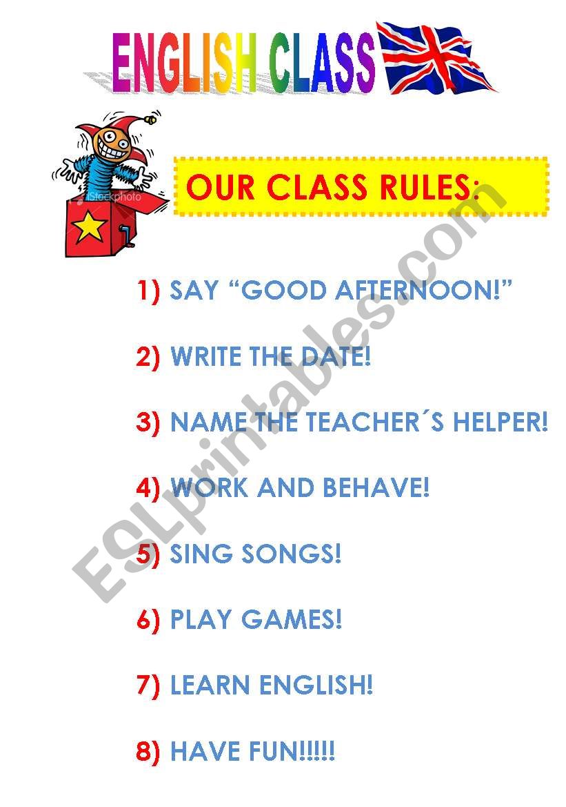 Class Rules worksheet
