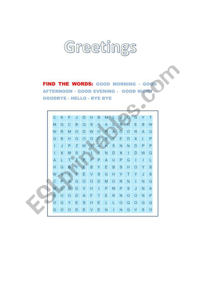 Greetings worksheet