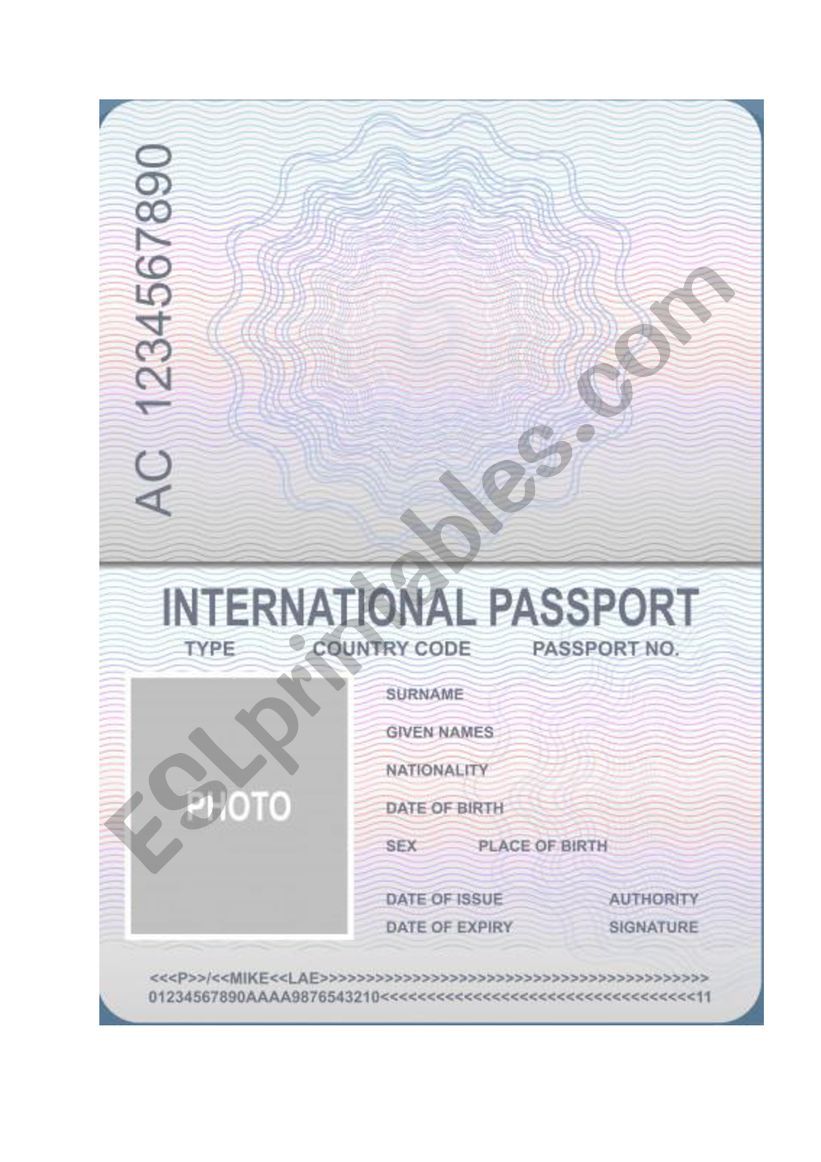 Passport worksheet
