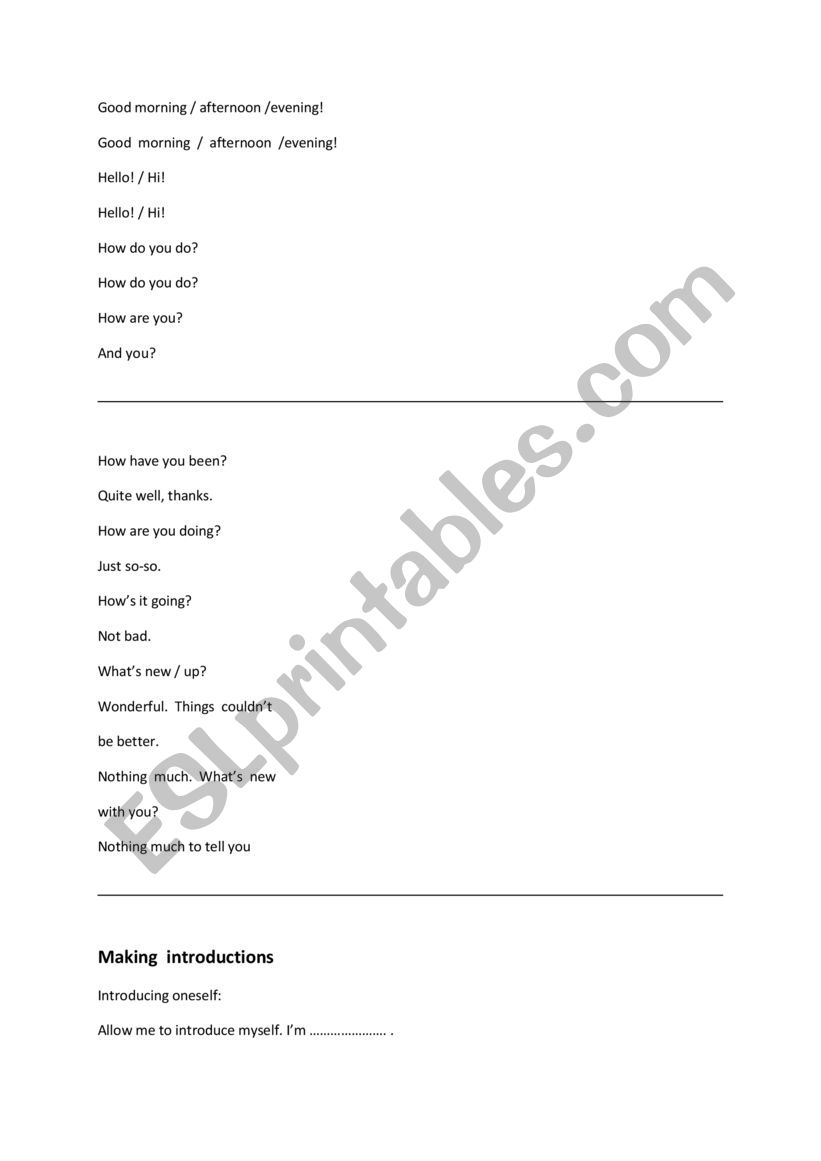 good morning  worksheet