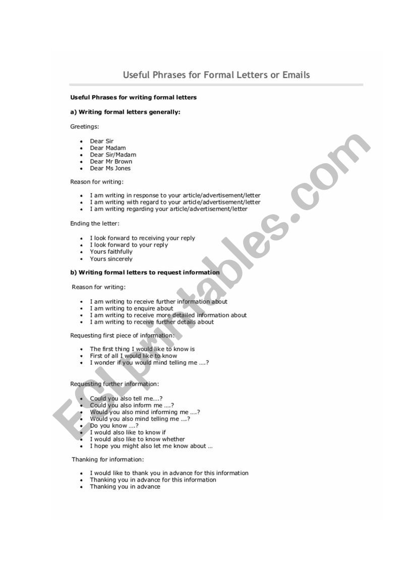 Useful Phrases For Formal Letters ESL Worksheet By Lornacoulson useful-phrases-for-formal-letters-esl-worksheet-by-lornacoulson