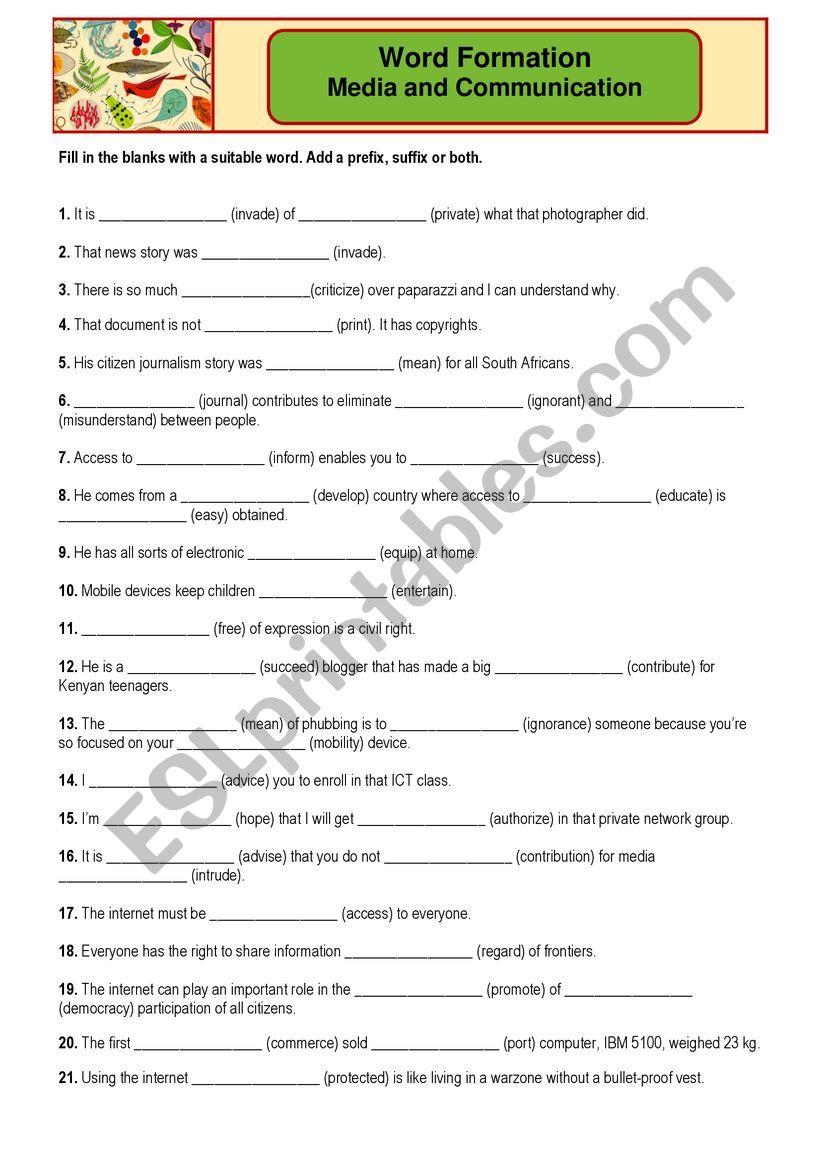 Word formation - Media and Communication