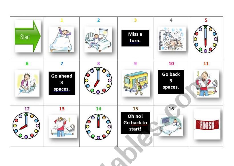 DAILY ROUTINES - BOARD GAME worksheet