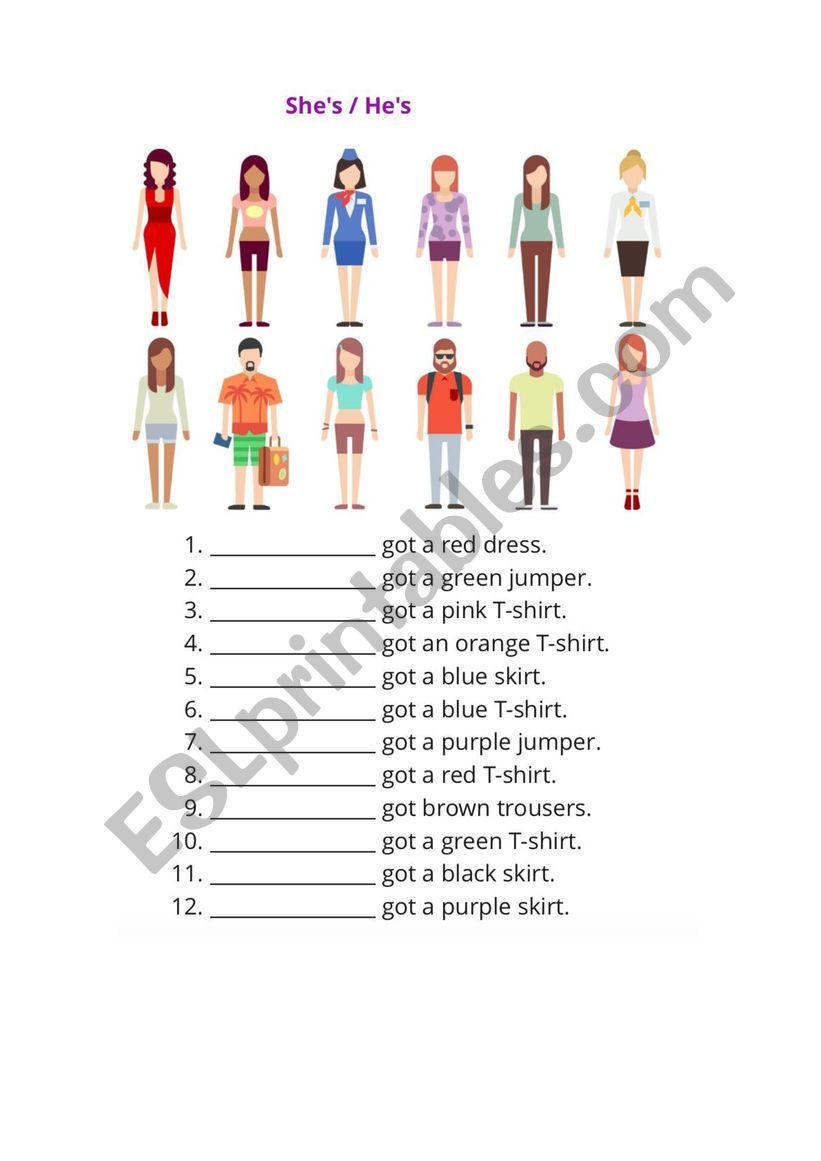 Sheï¿½s/Heï¿½s got... (clothes)