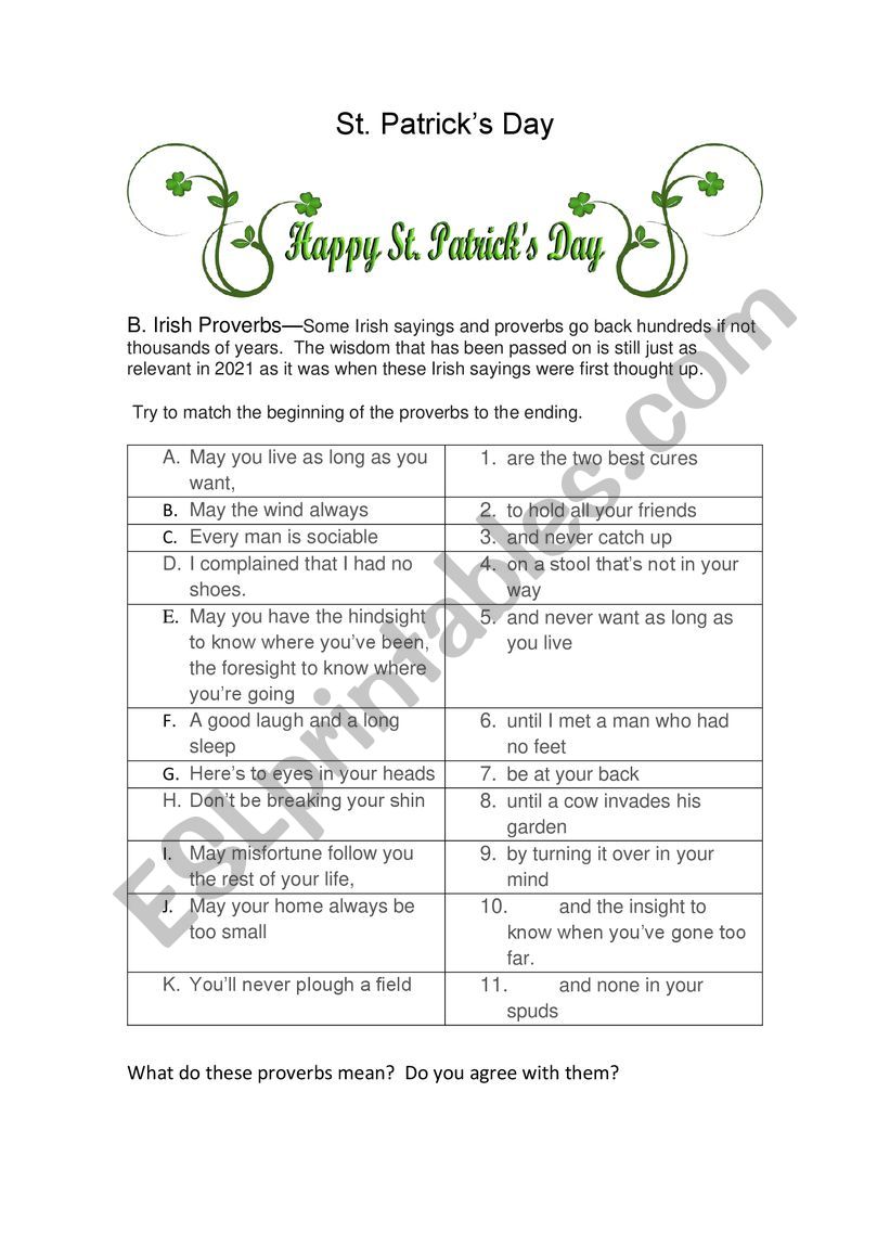 St Patricks Day  worksheet