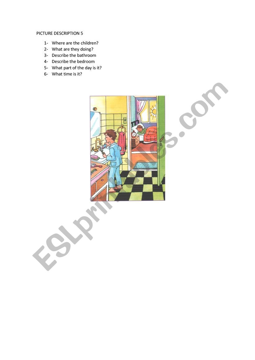 PICTURE DESCRIPTION 5 ESL worksheet