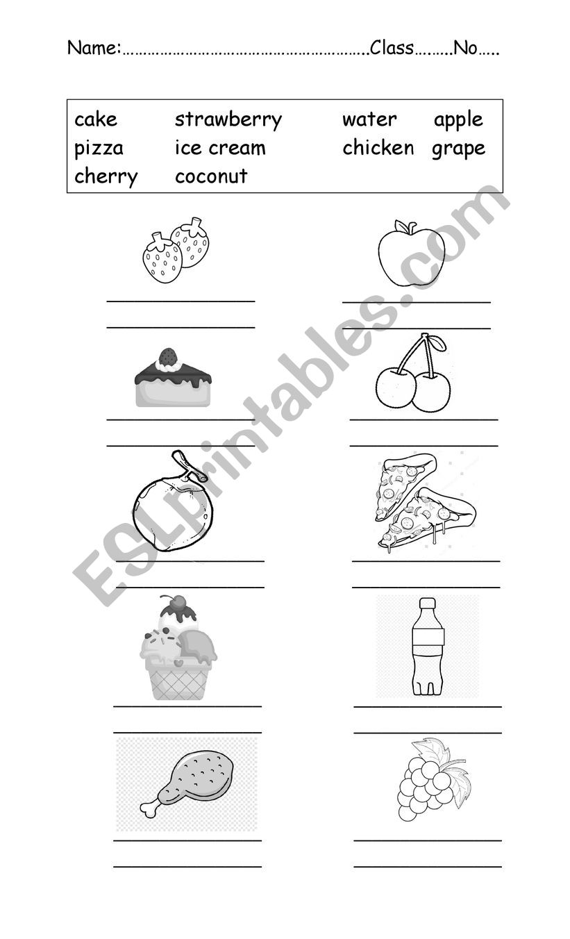 fruit food and drink worksheet
