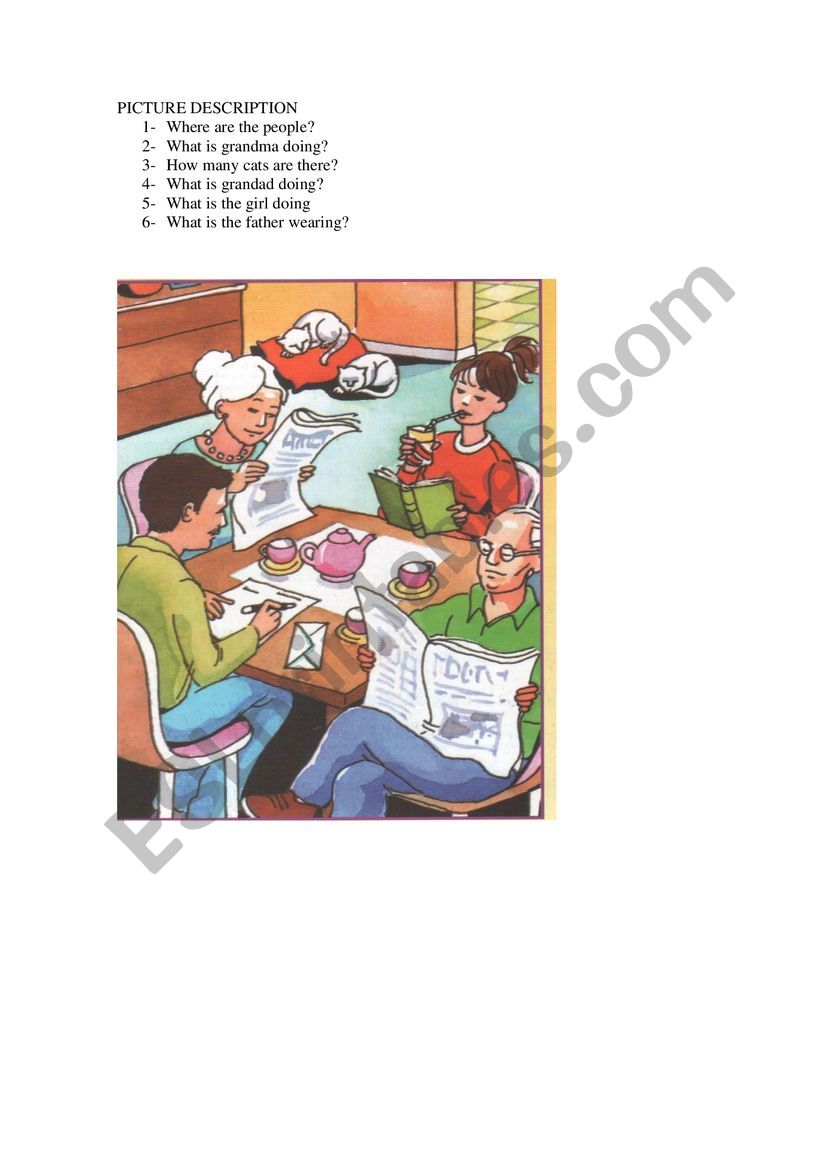 PICTURE DESCRIPTION  ESL worksheet