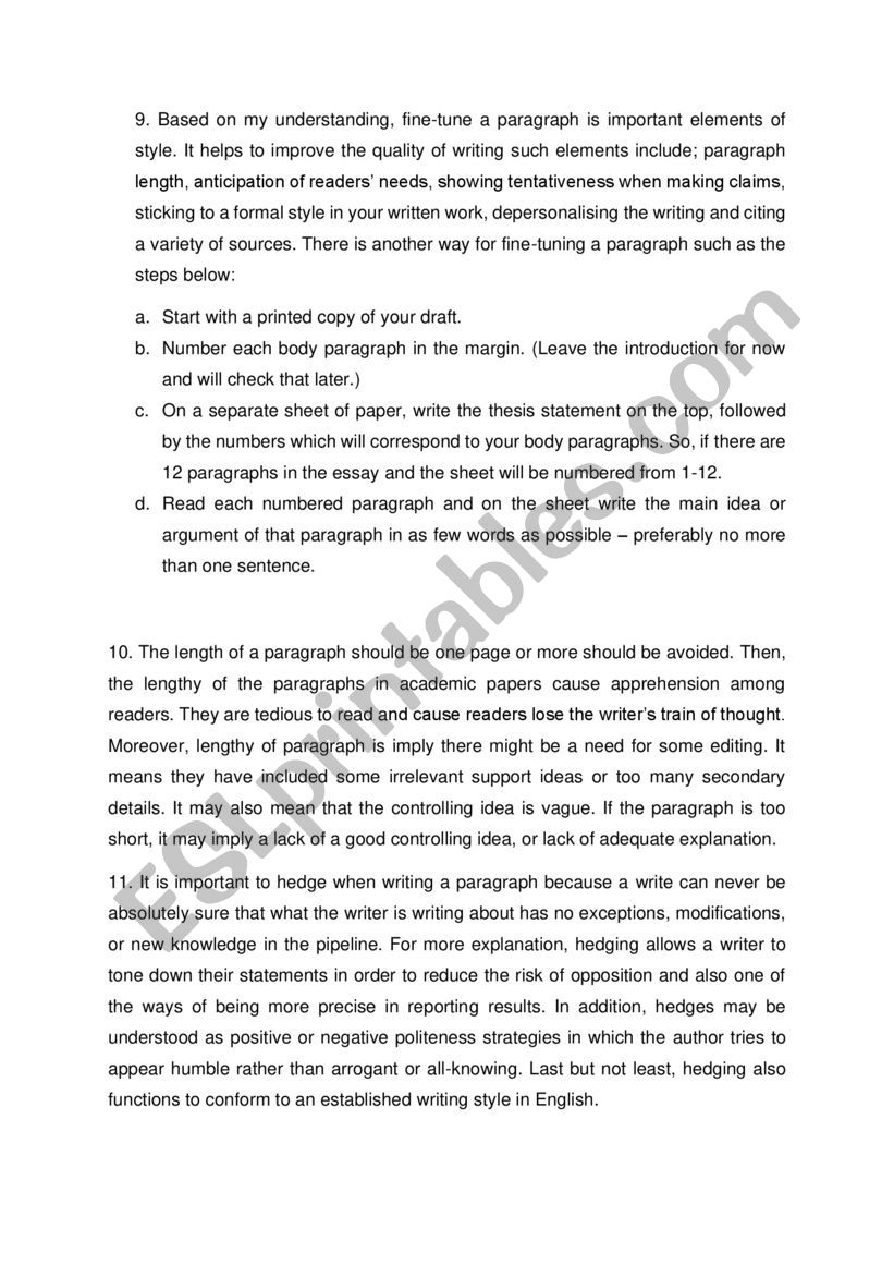 Document worksheet
