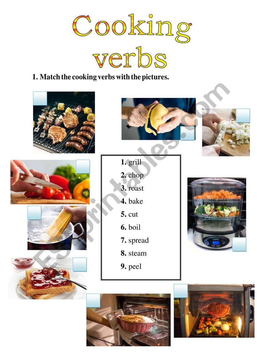 Cooking verbs worksheet