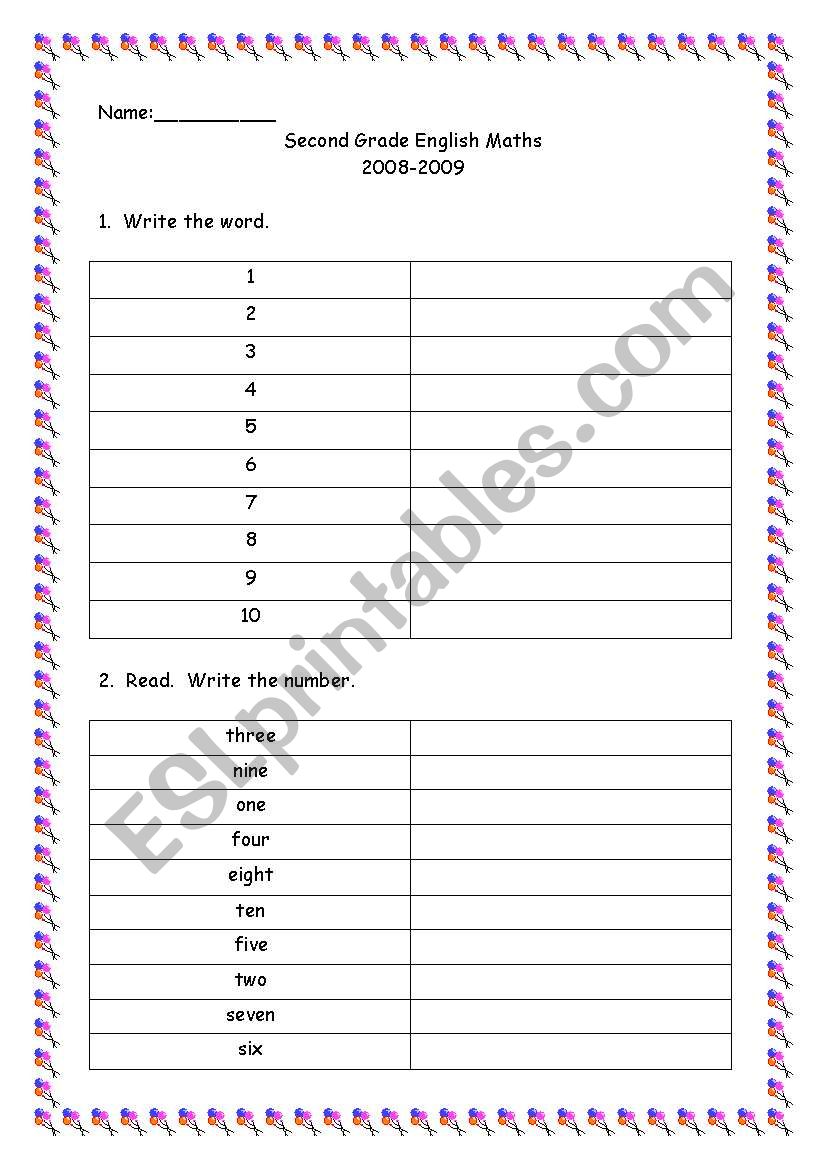 Numbers 1-10 worksheet