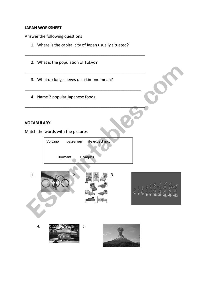 Japan basic facts worksheet worksheet