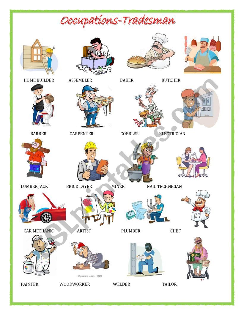 Profession - Tradesman worksheet