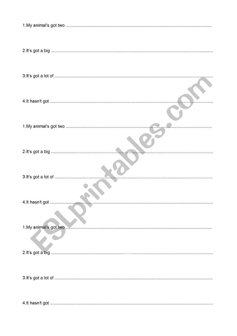 Game about animals worksheet