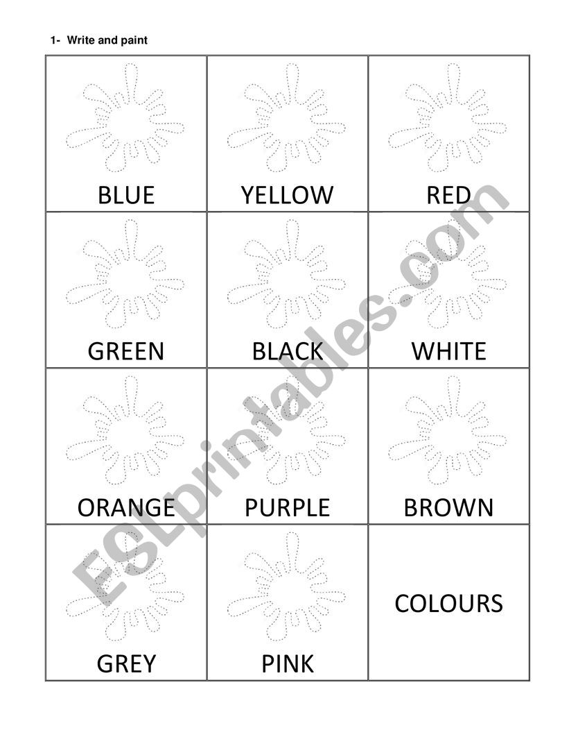 Colours worksheet