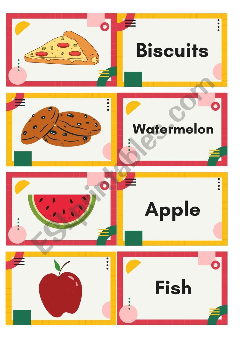 Food domino worksheet