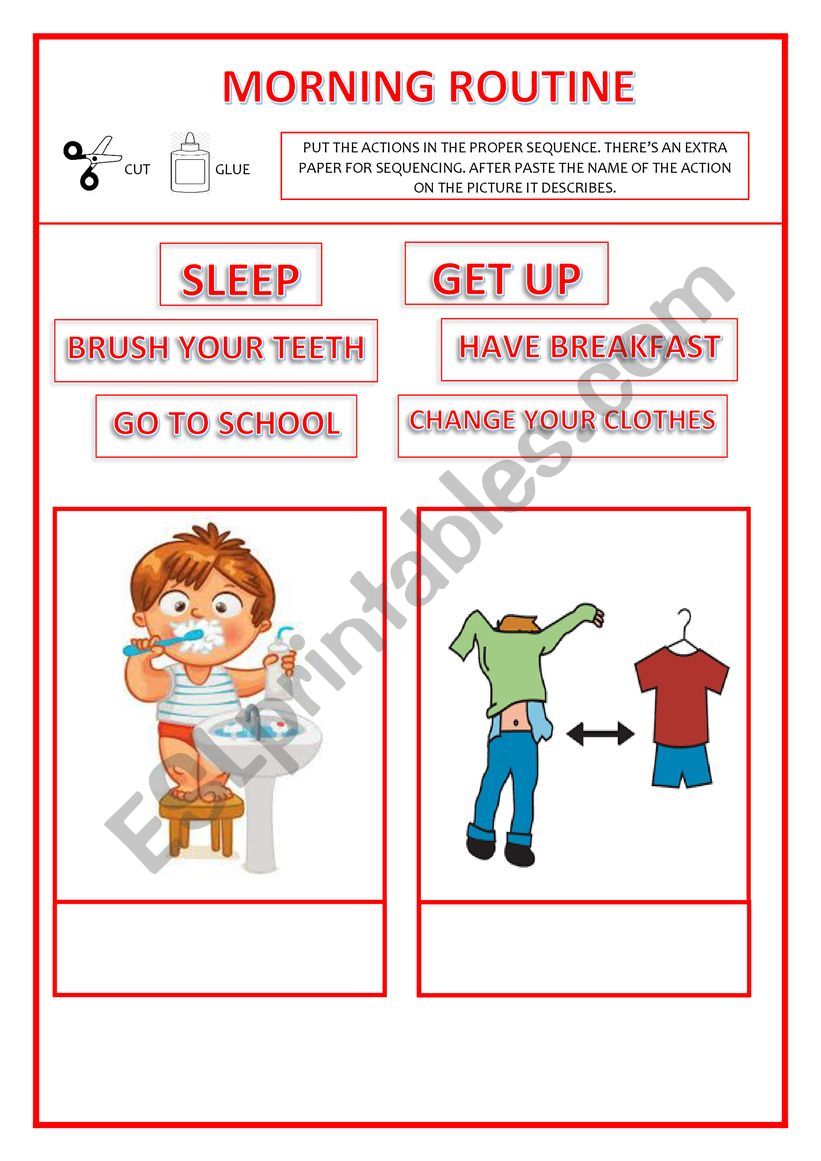 MORNING ROUTINE cut & paste worksheet