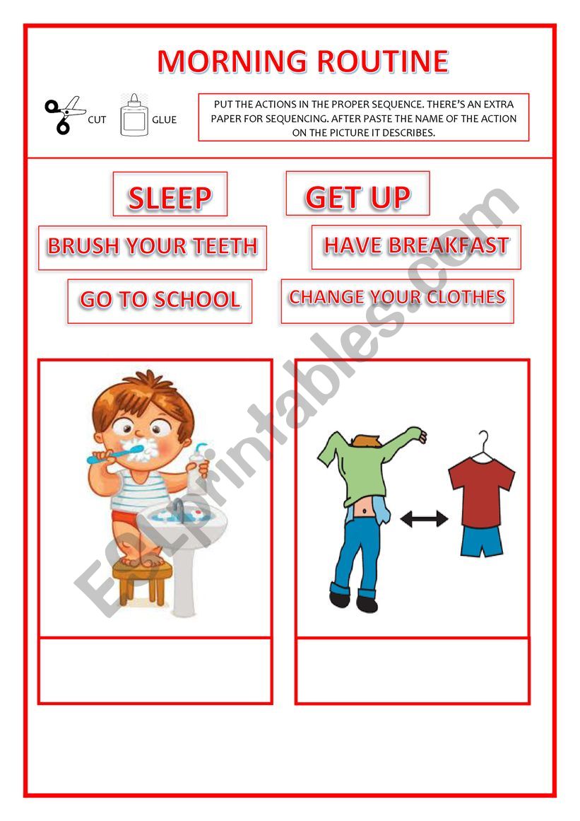 MORNING ROUTINE cut & paste worksheet