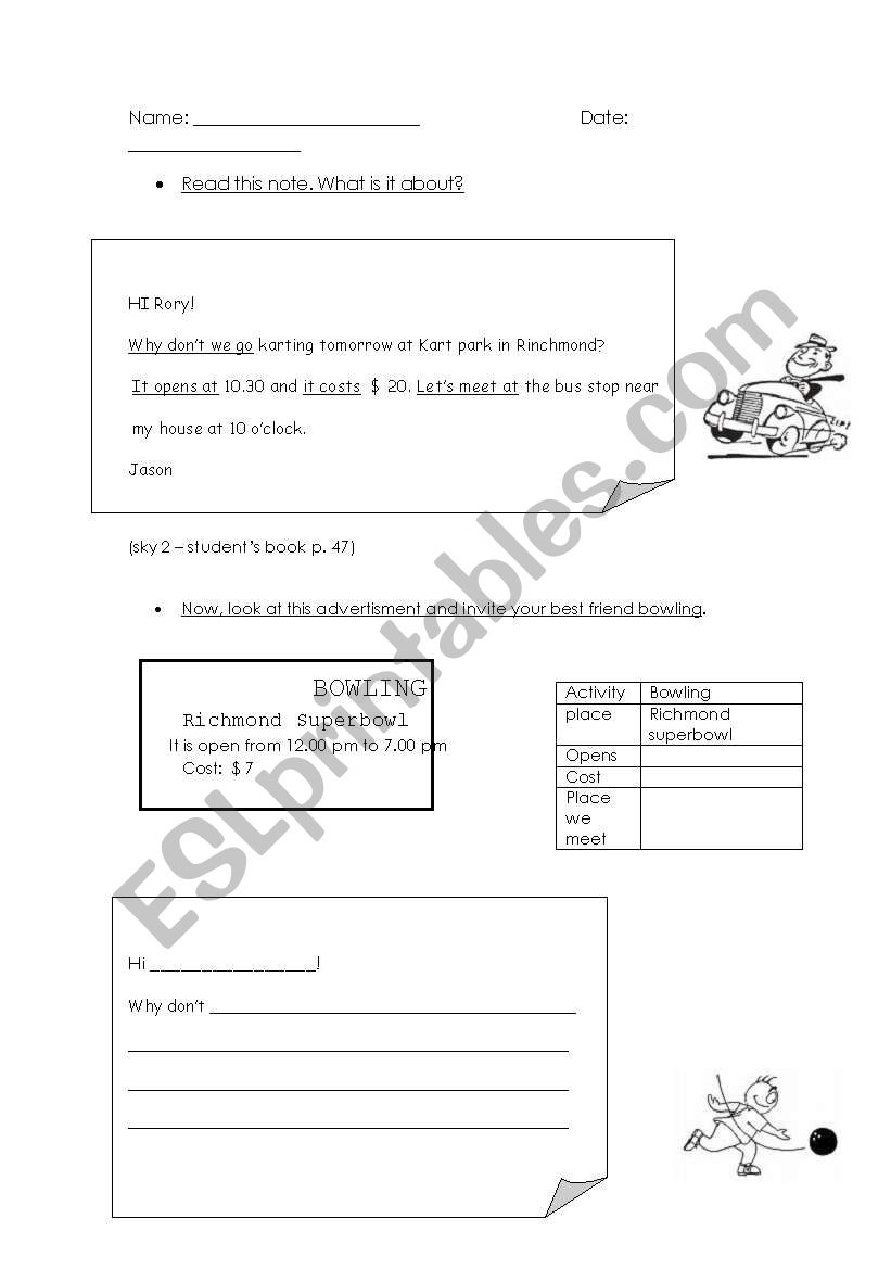 suggestions worksheet