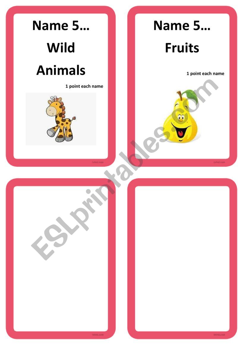 card game 2 worksheet