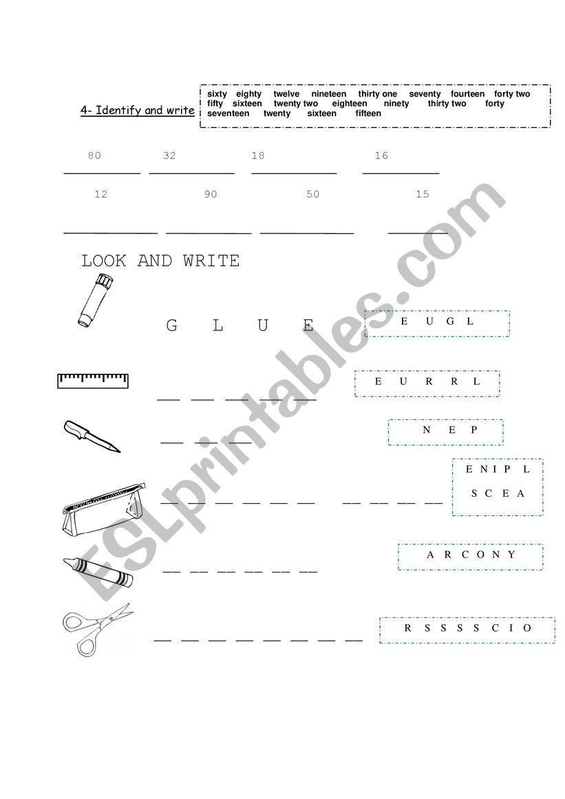 classroom objects worksheet