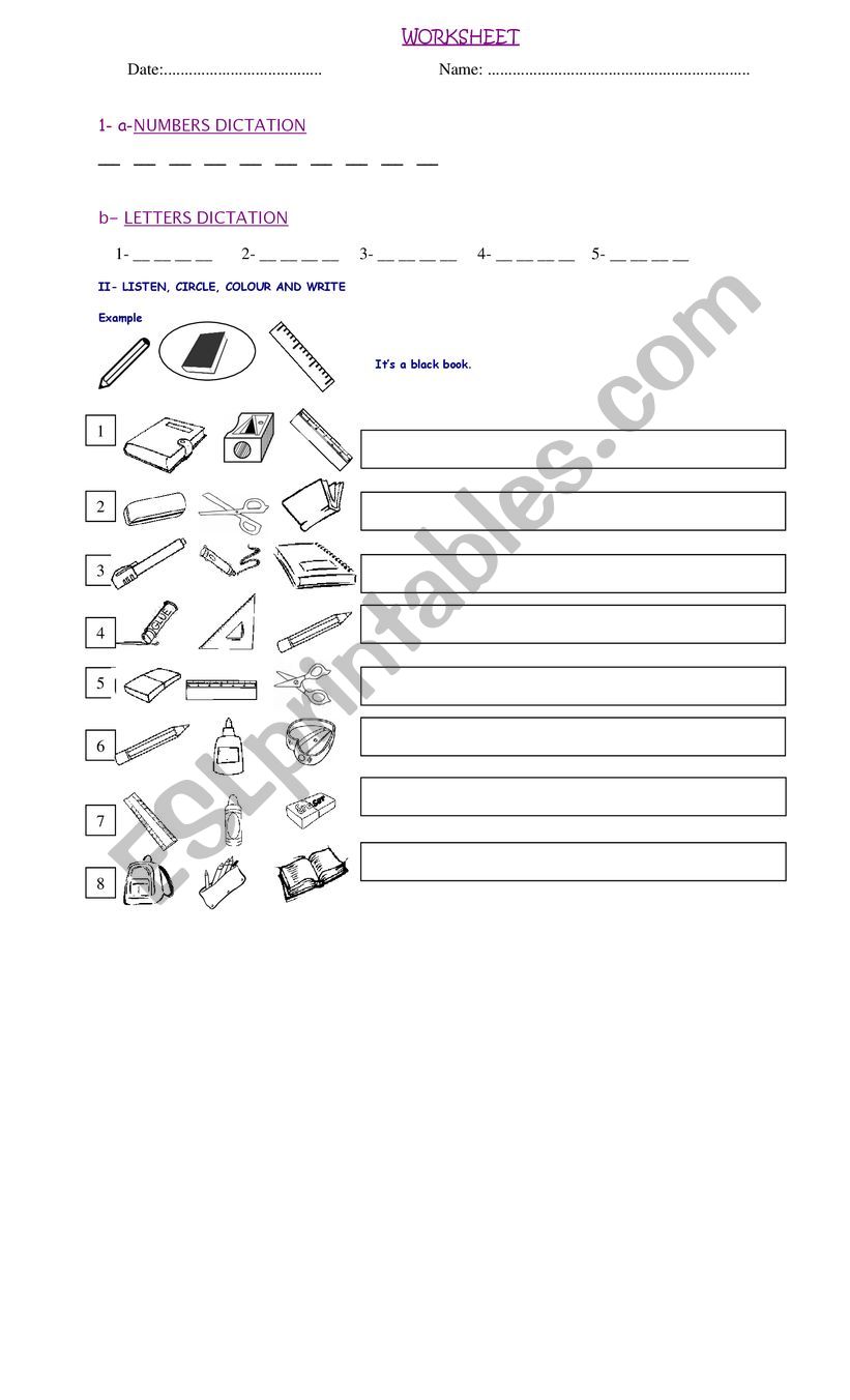 CLASSROOM OBJECTS worksheet