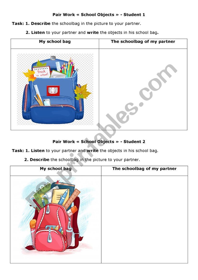 Pair Work Sheet 
