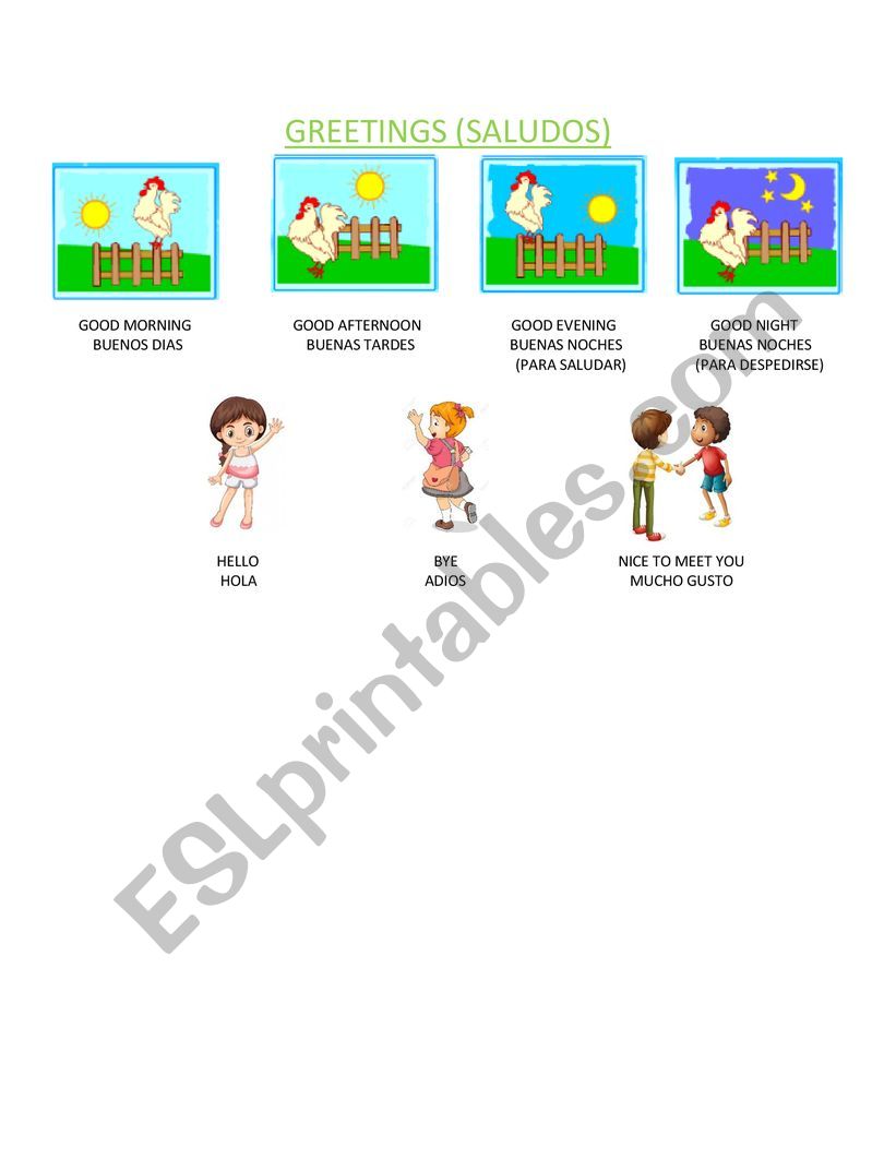 Greetings worksheet