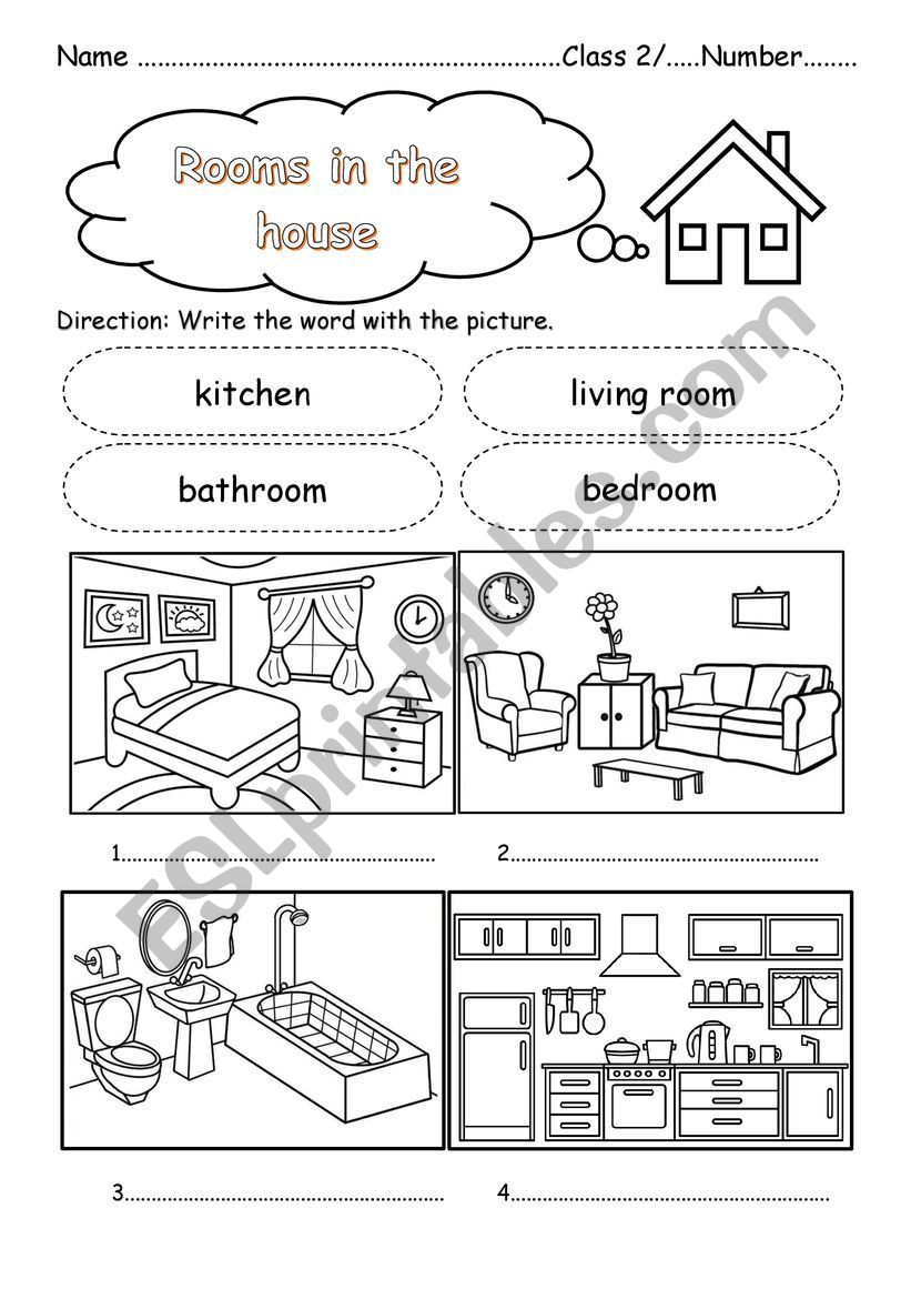 Room in the house worksheet