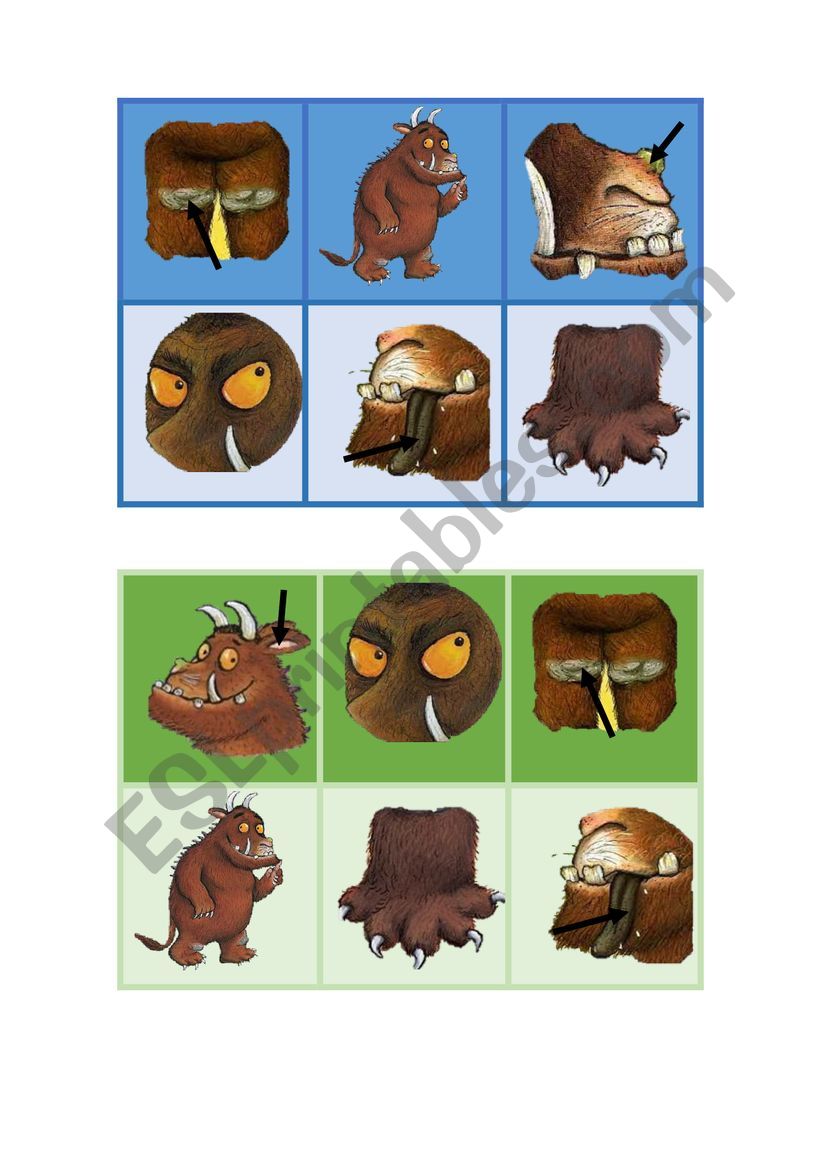 GRUFFALO BINGO GAME worksheet