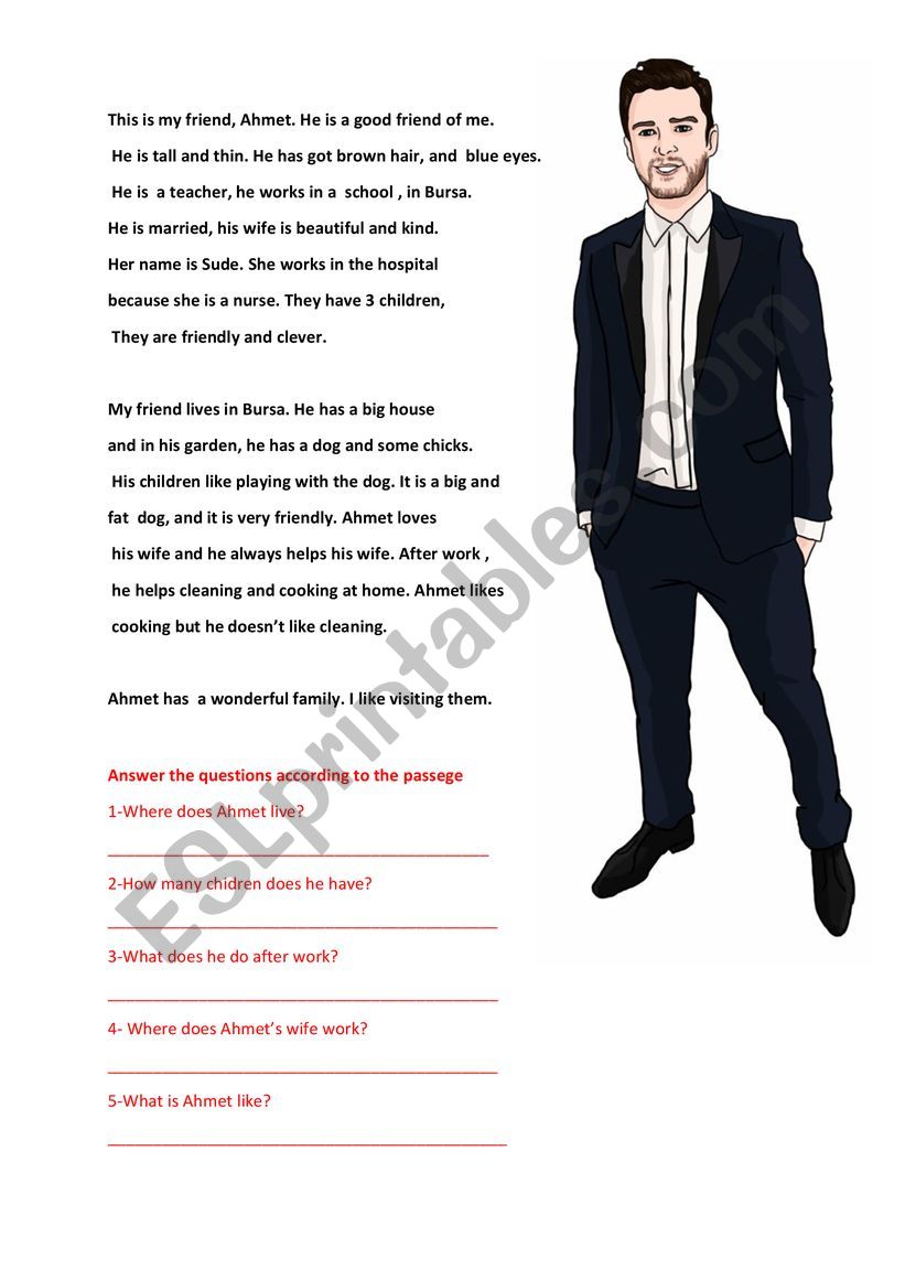 Simple present tense - reading passage