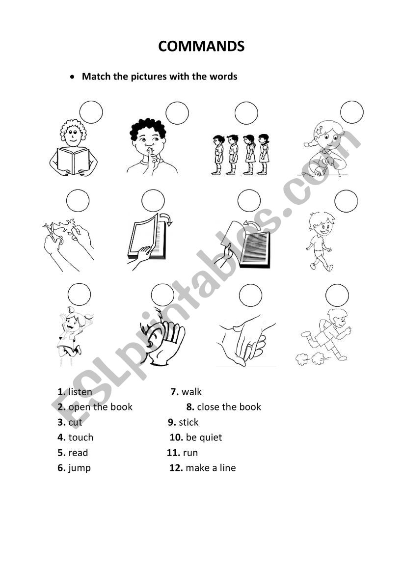 Commands worksheet