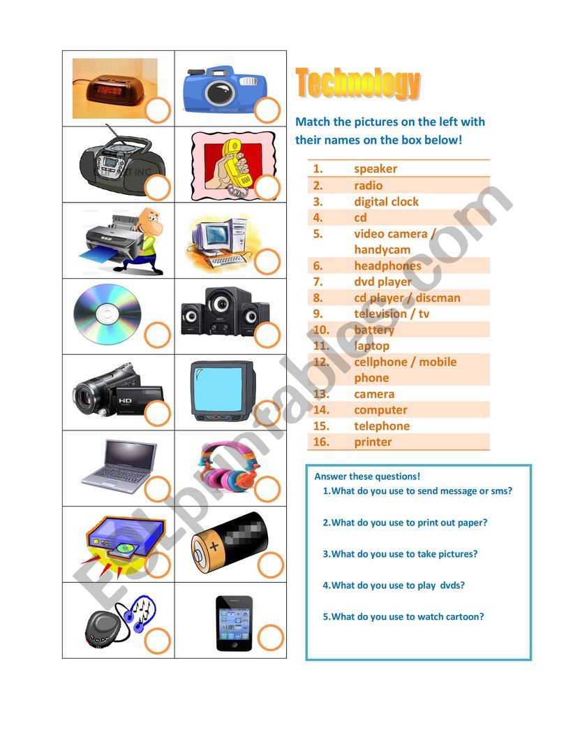 technology worksheet