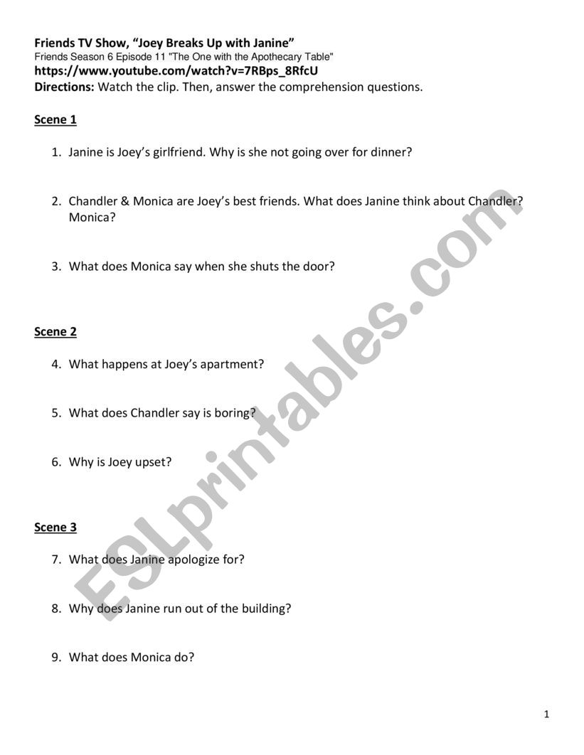TV SERIE FRIENDS ACTIVITIES  worksheet