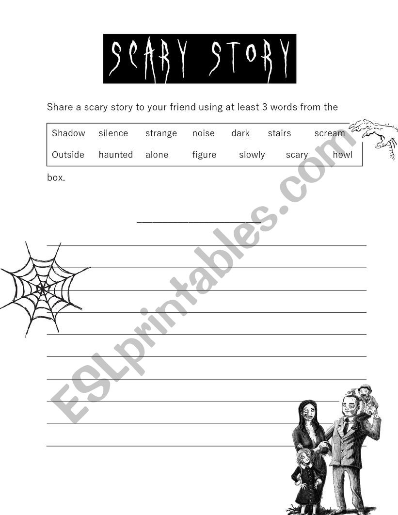 different tenses horror story worksheet