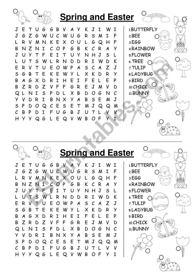 Spring and Easter II - word search