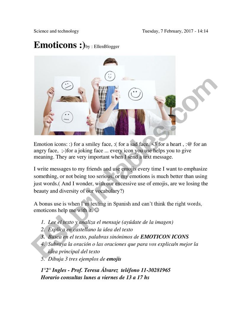 Emoticons worksheet