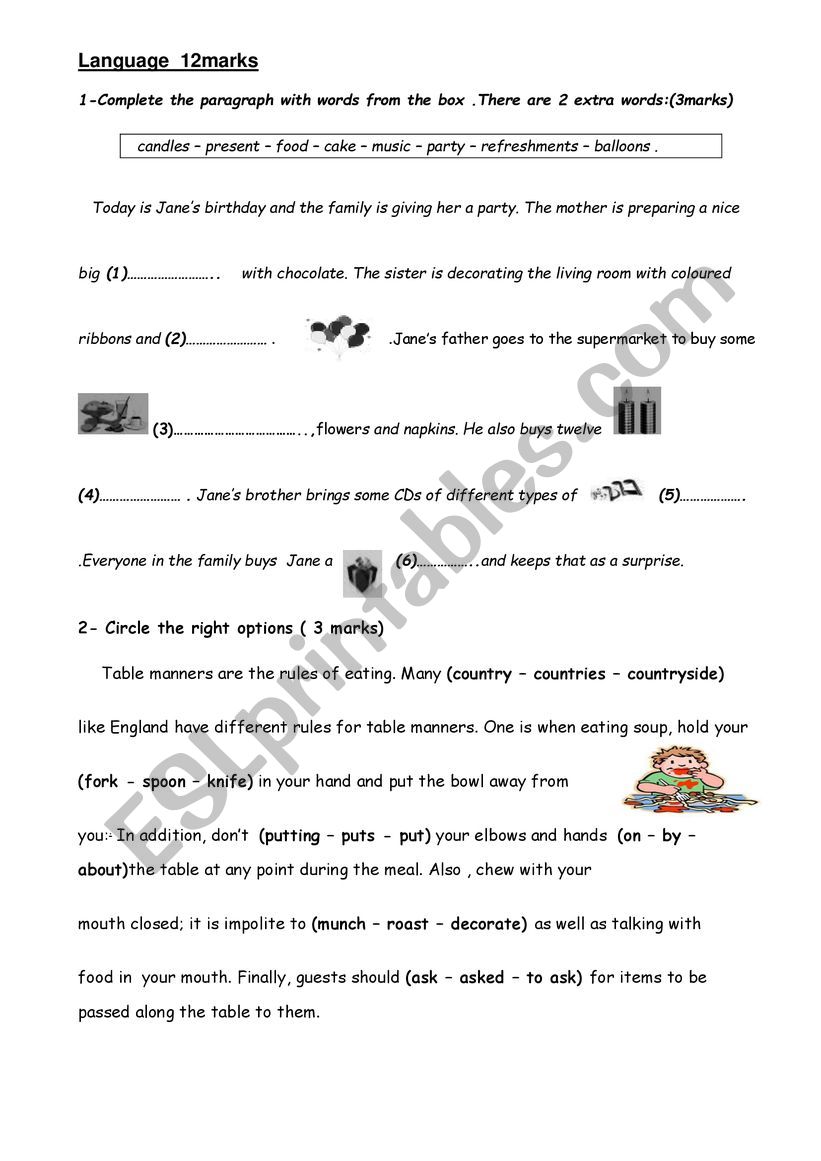   MID TERM TEST FOR 8TH FORM worksheet