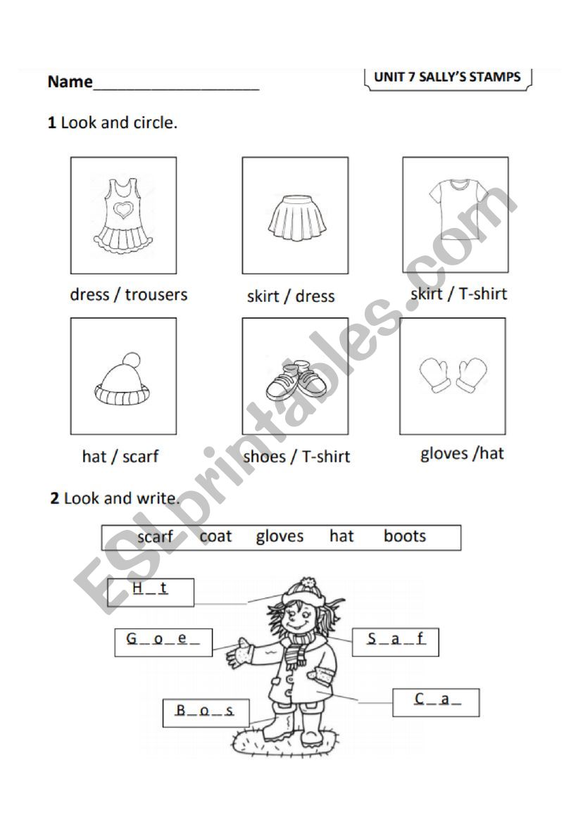 Clothing  worksheet