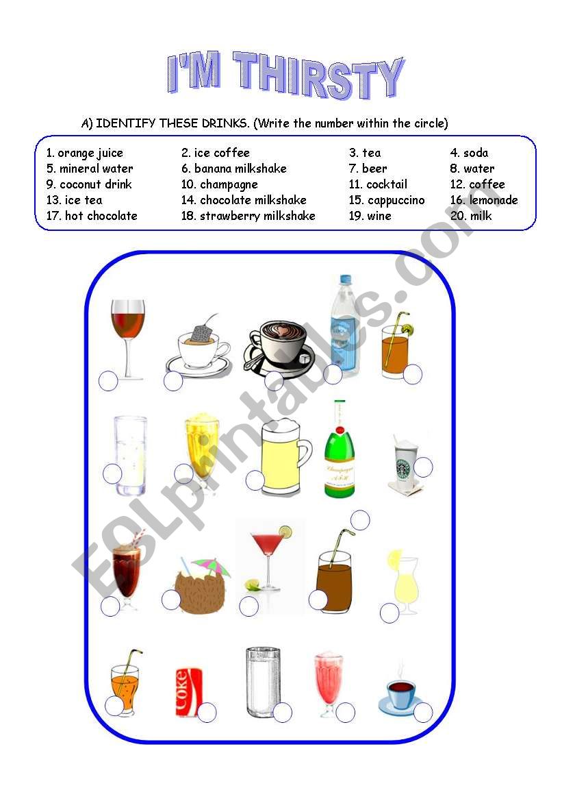 Im thirsty worksheet