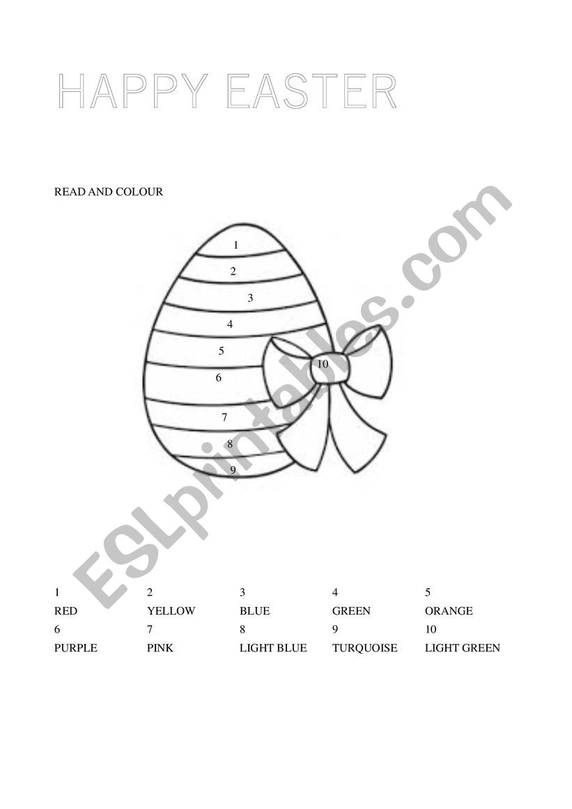 EASTER COLOURING worksheet