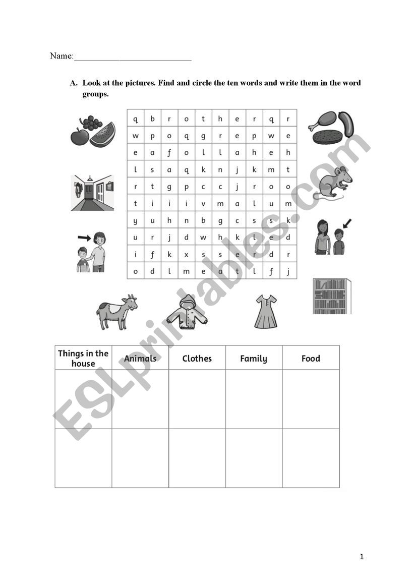 Clothes worksheet