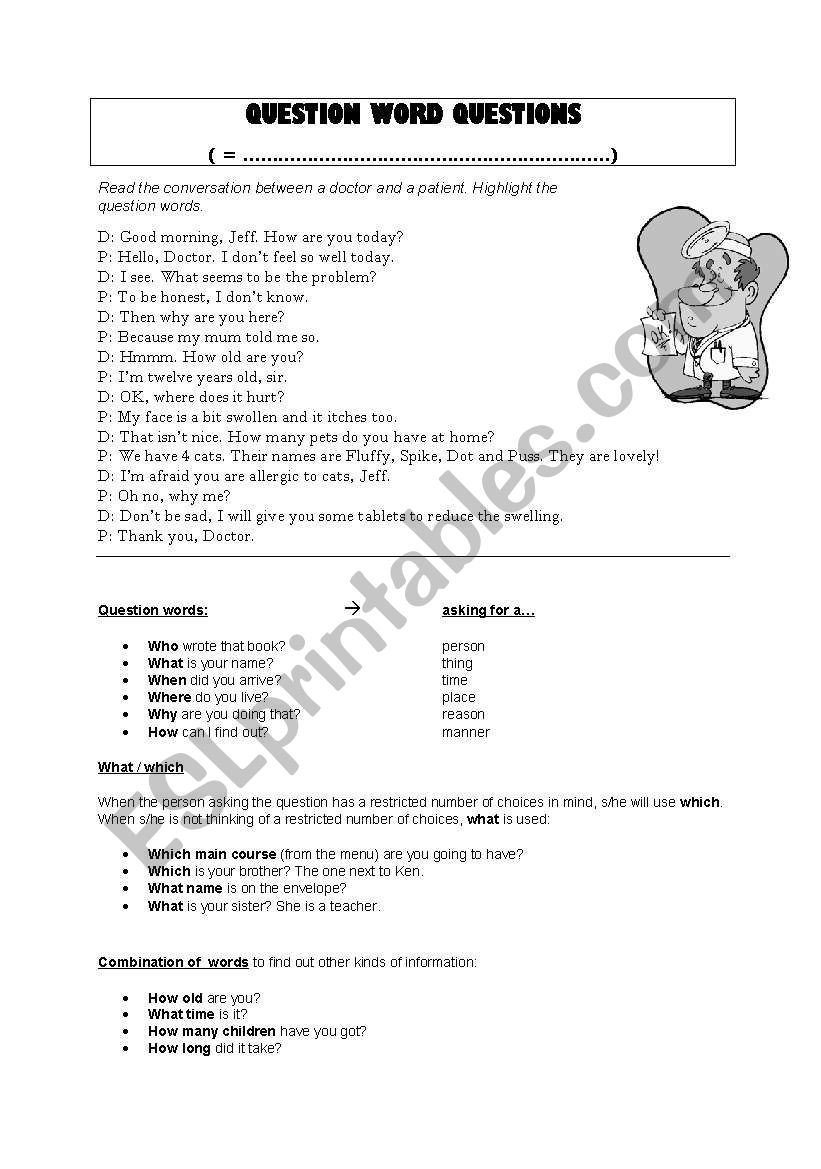 Question Word Question worksheet